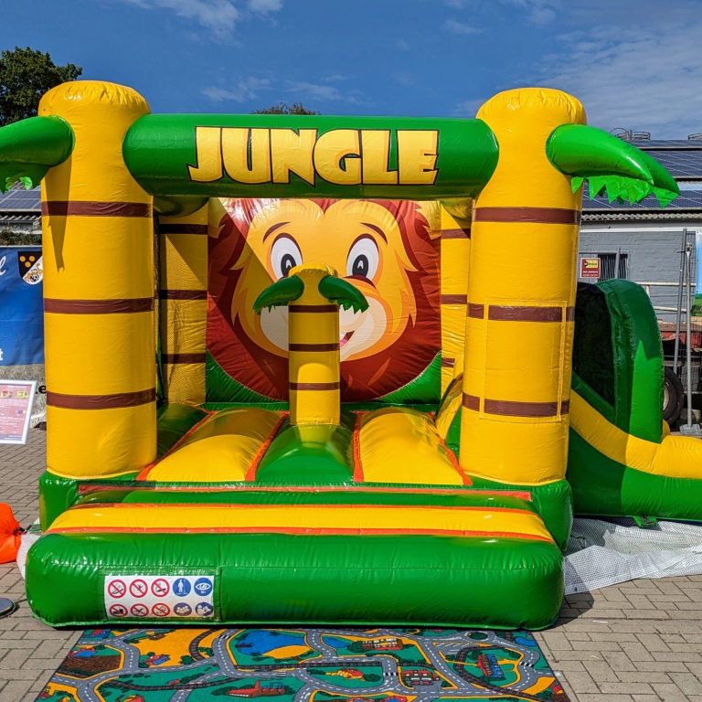 Jungle Hüpfburg mit Löwenkopf